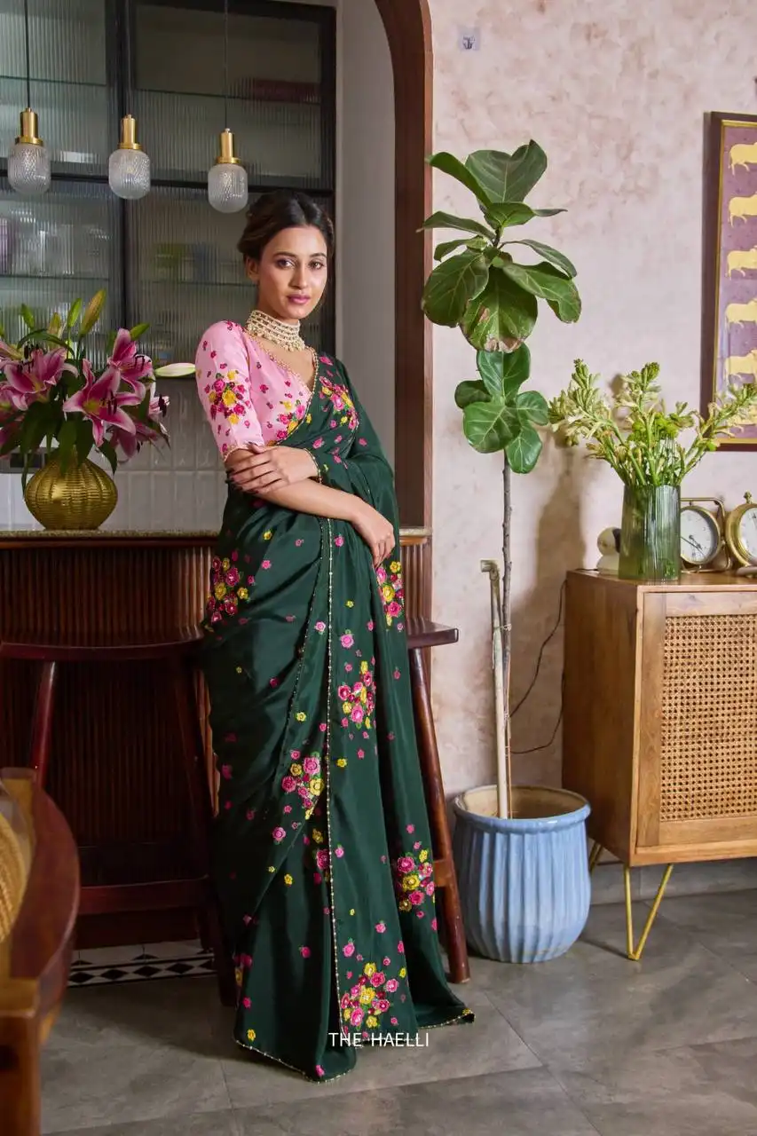 WMS Vol 166 Flower Printed And Cut Dana Handwork Saree Collection
