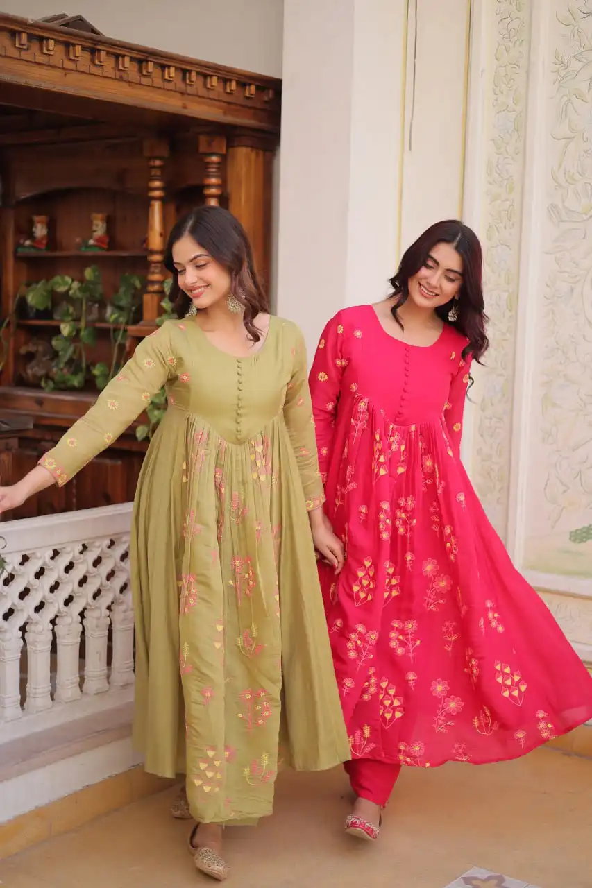 Moni 1238 Embroidery Work Kurti With Pant Festival Collection