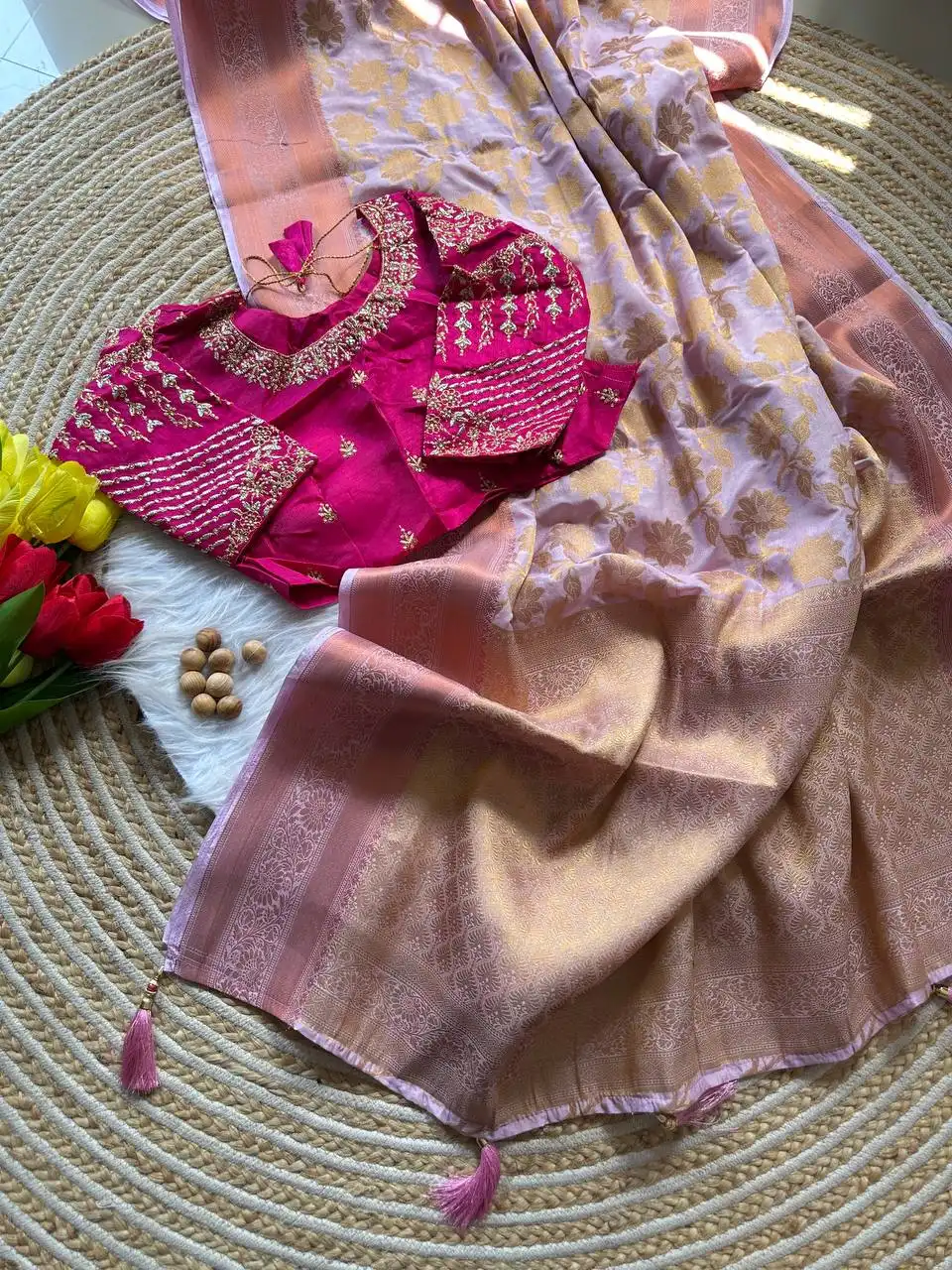 MHV Meenaxi Weaving Saree With Stiched Embroidery Blouse