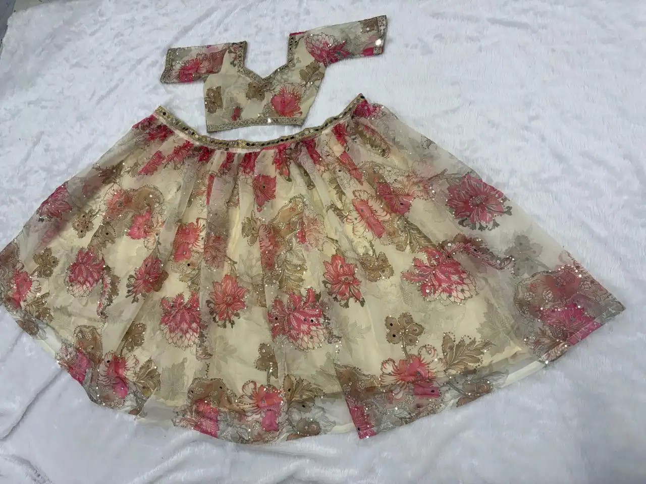 HCR 1118 Printed Real Mirror Handwork Lehenga Choli