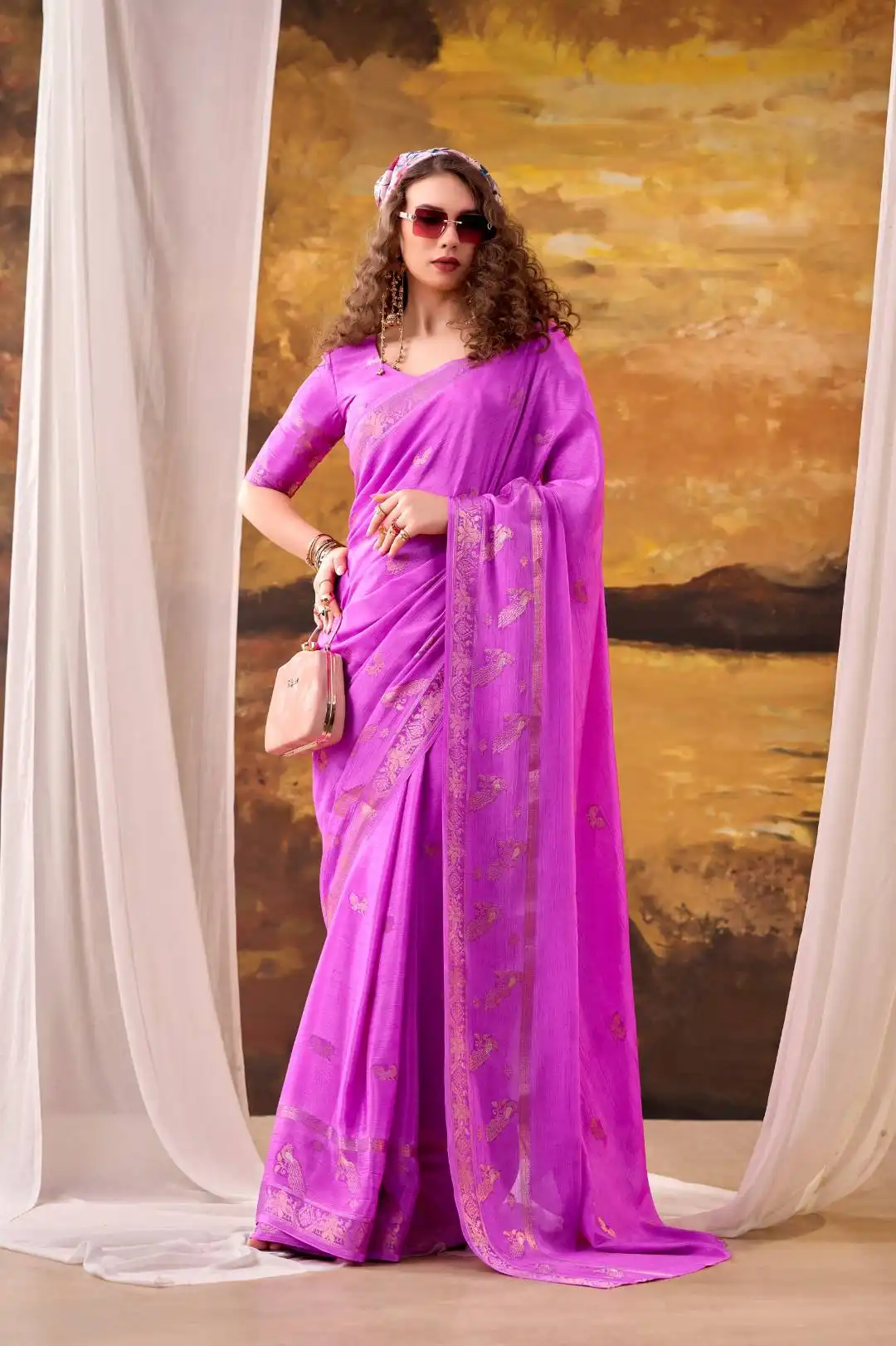 WMN 7913 Crepe Weaving Work Saree Wholesale Market in Surat