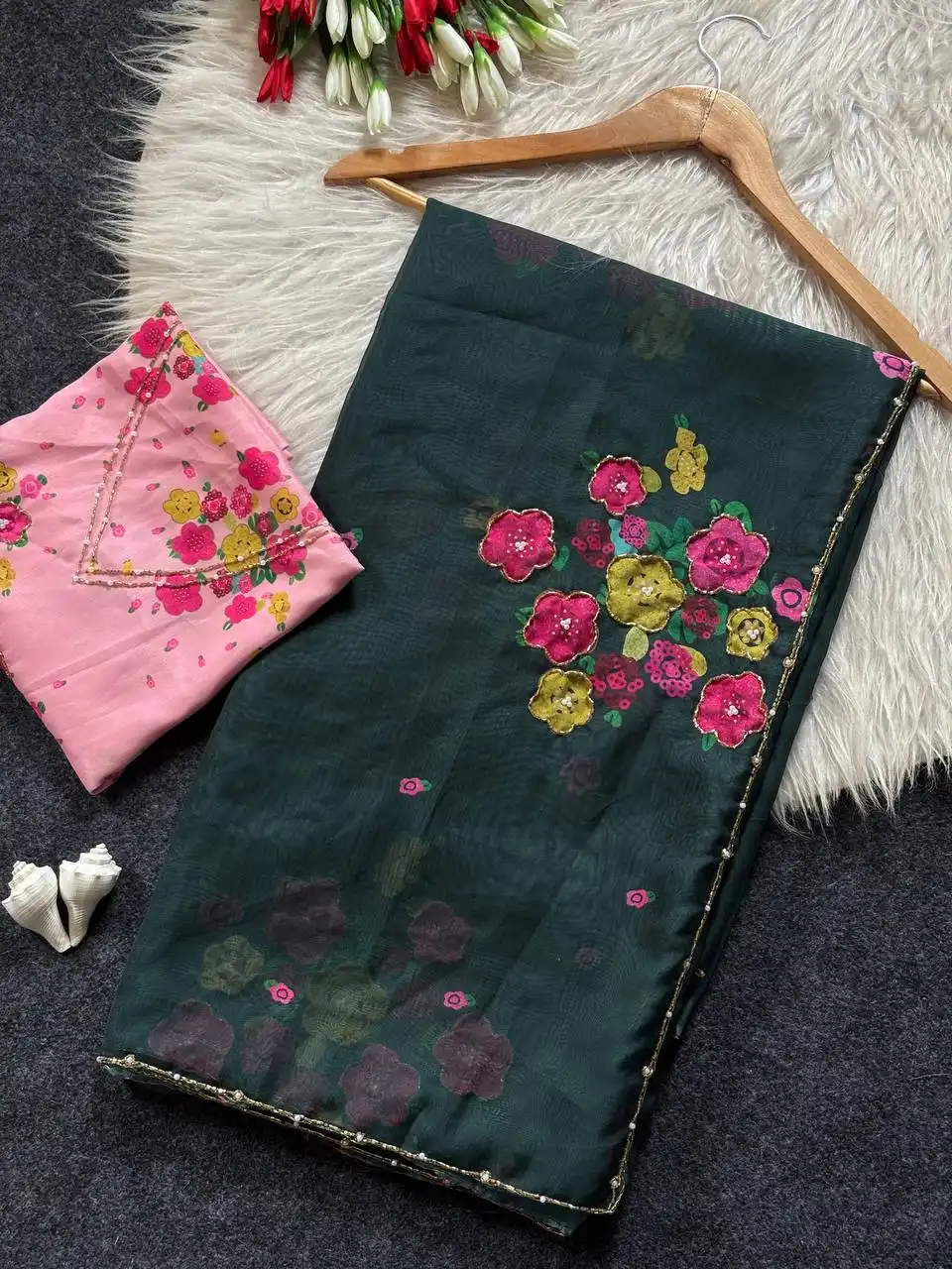 WMS Vol 166 Flower Printed And Cut Dana Handwork Saree Collection