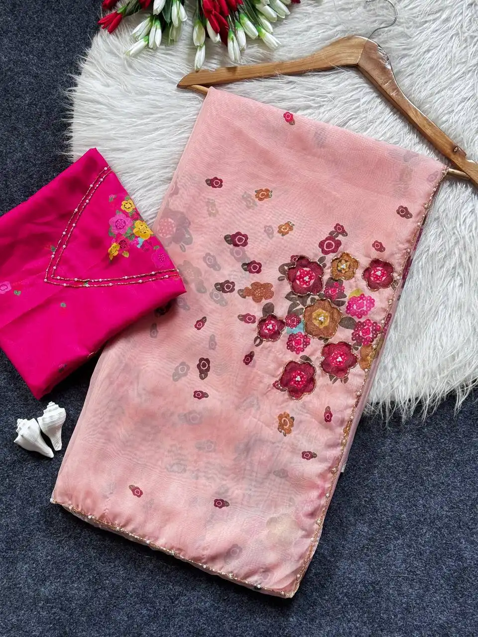 WMS Vol 166 Flower Printed And Cut Dana Handwork Saree Collection