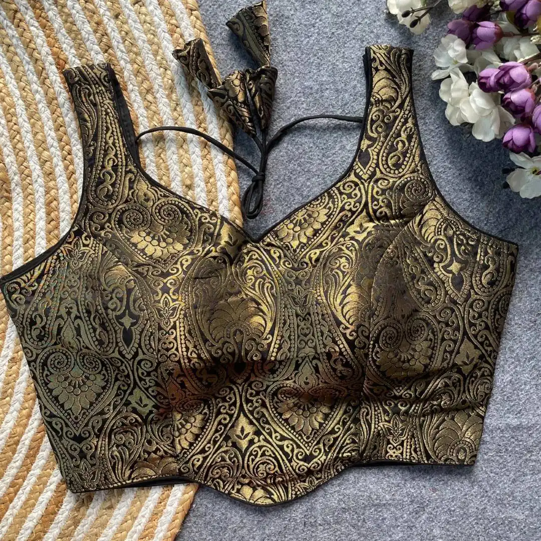 Mrunal Vol 108 Satin Silk Jacquard Work Readymade Blouse