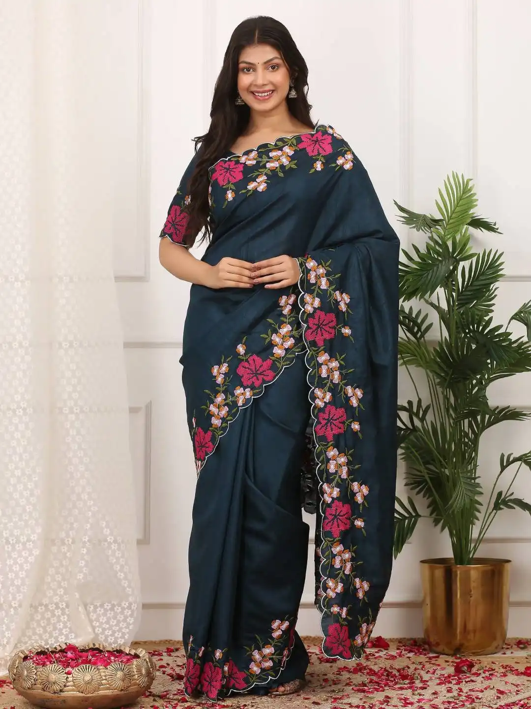 RBC 6028 Manipuri Silk Multi Thread Work Festival Saree
