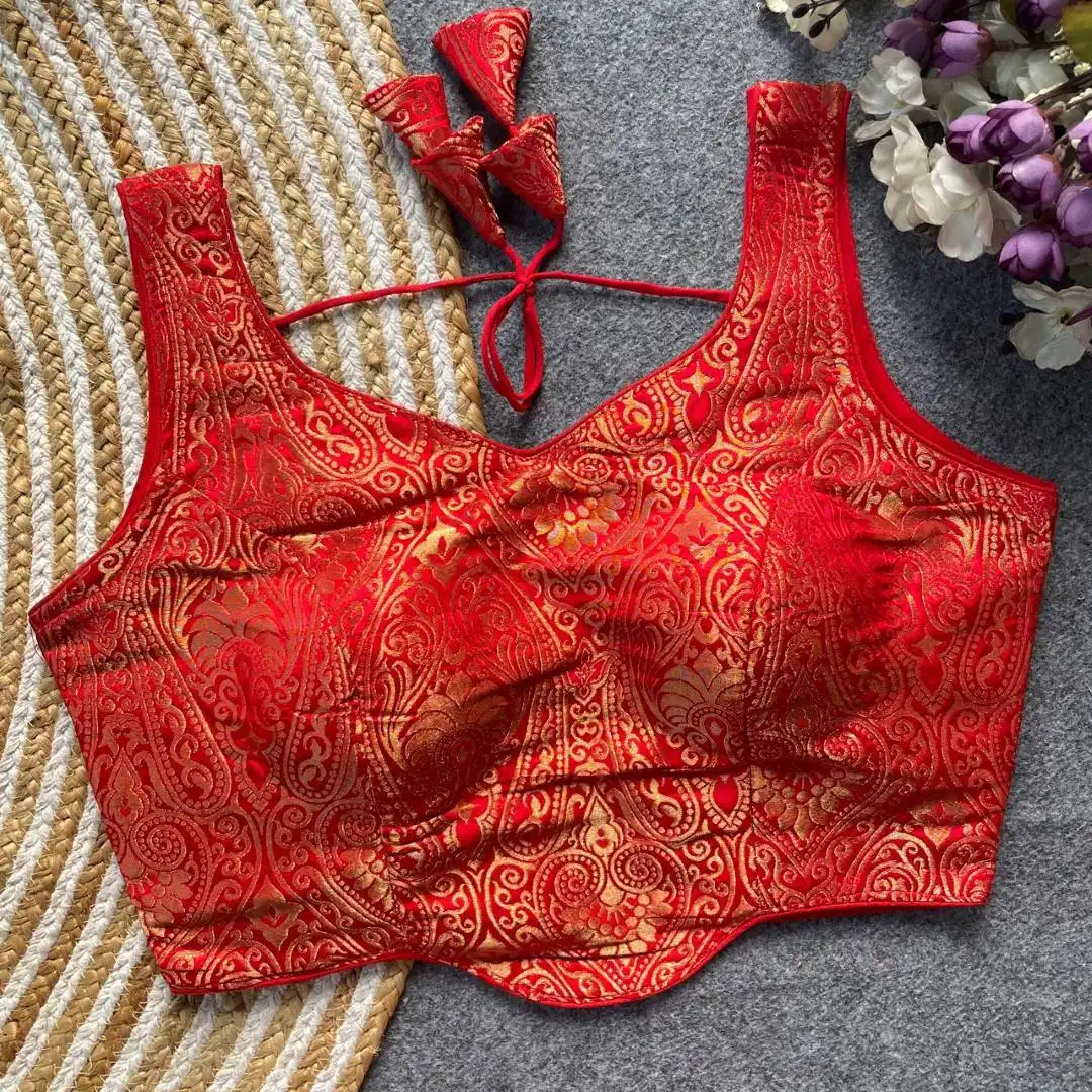 Mrunal Vol 108 Satin Silk Jacquard Work Readymade Blouse