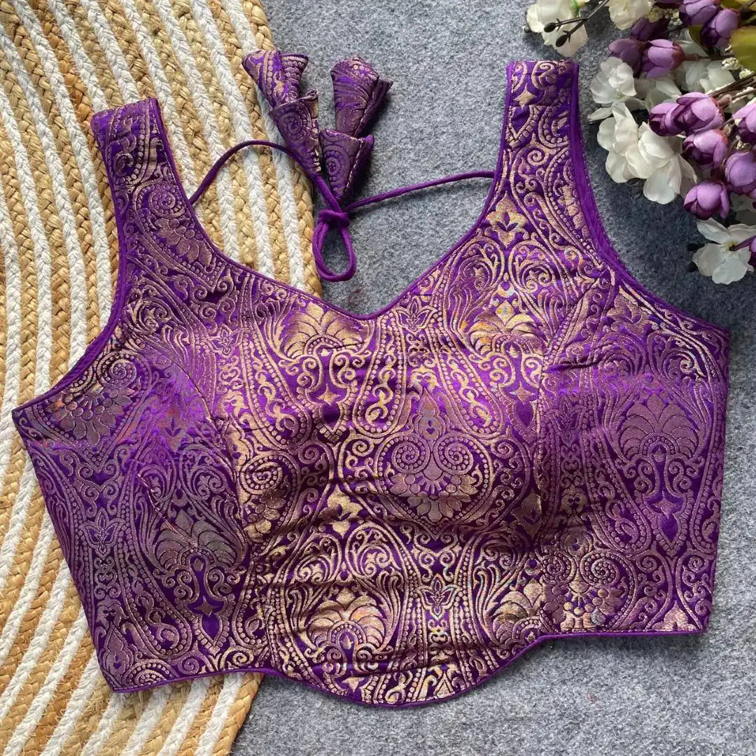 Mrunal Vol 108 Satin Silk Jacquard Work Readymade Blouse