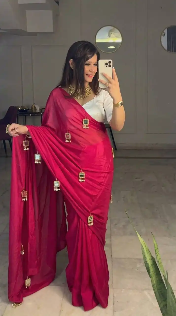 WMS Vol 165 Chinnon Real Mirror Party Wear Saree Collection