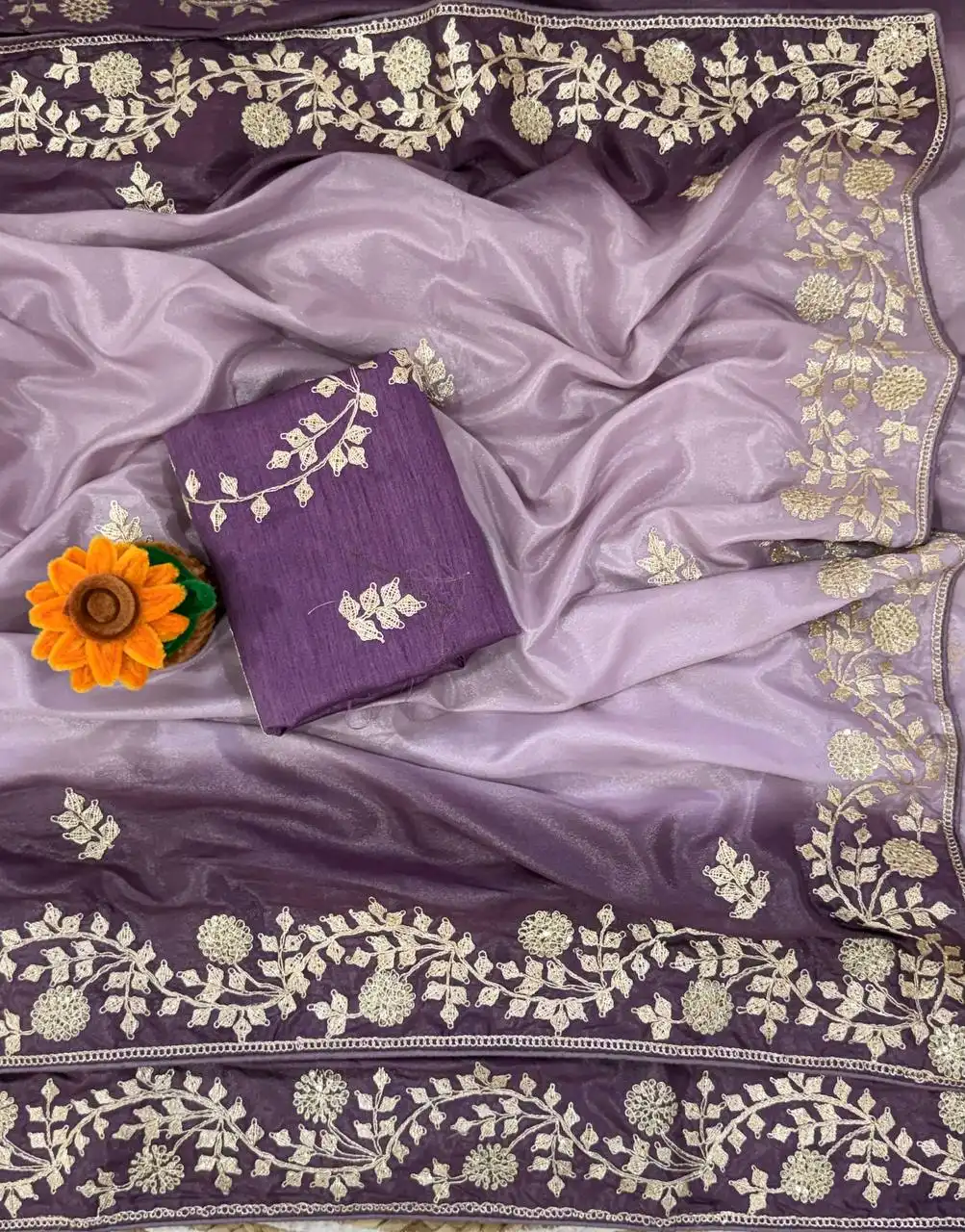 Kusum 843 Padding Chinon Silk Saree With Thread Sequence