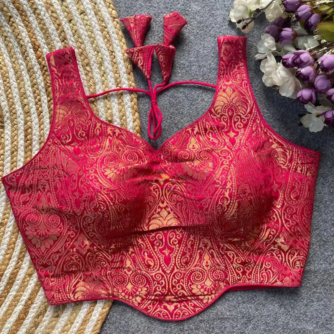 Mrunal Vol 108 Satin Silk Jacquard Work Readymade Blouse