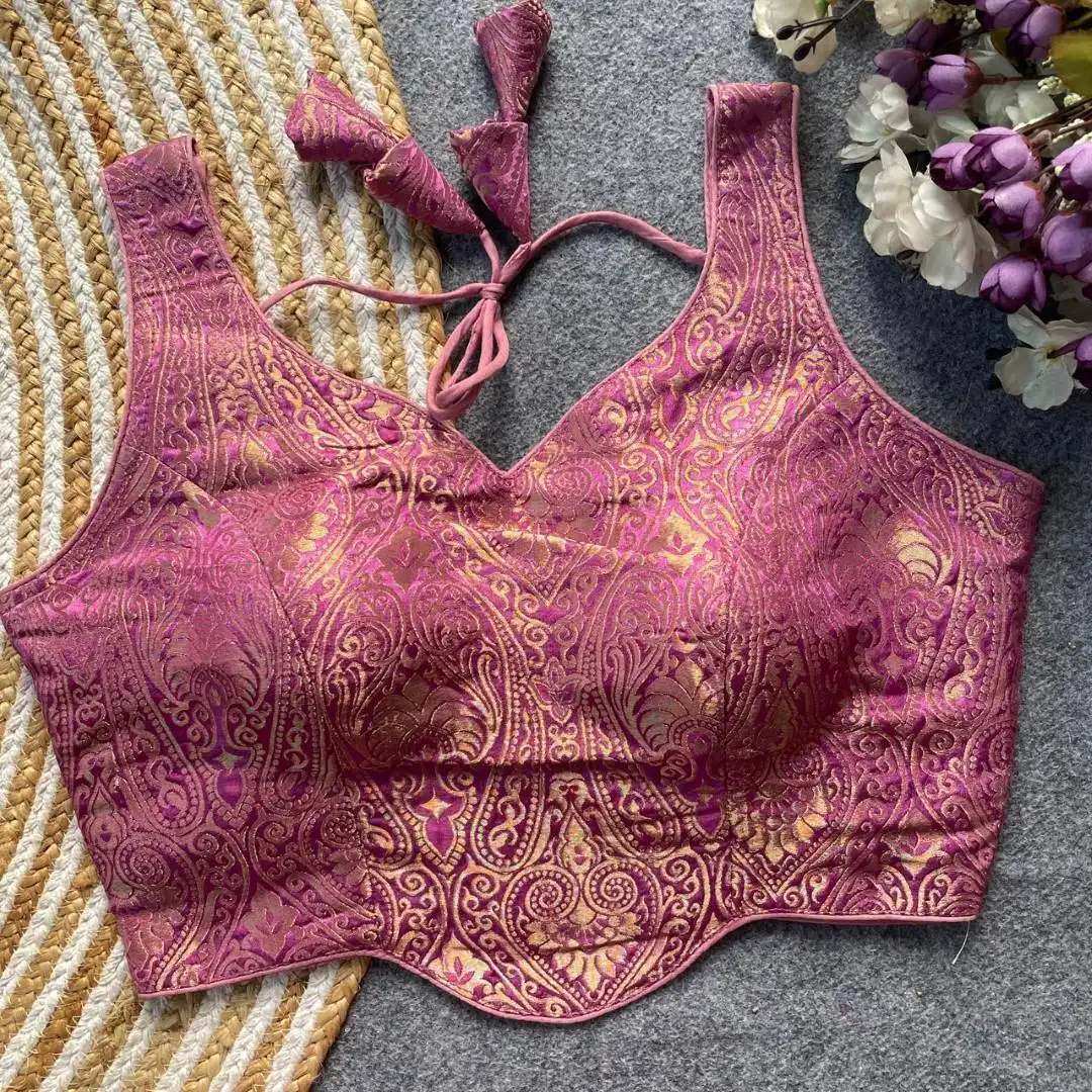 Mrunal Vol 108 Satin Silk Jacquard Work Readymade Blouse